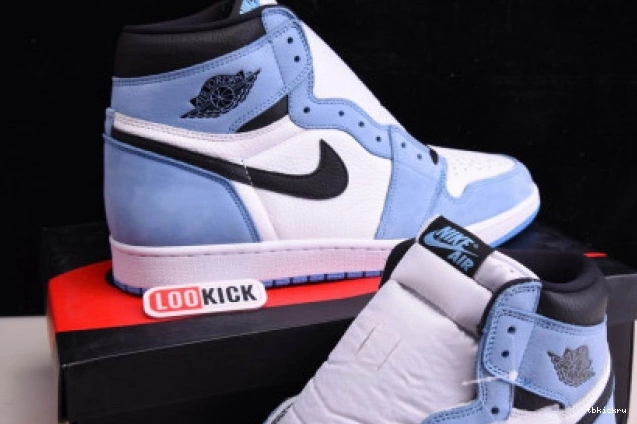 Rep TBkick BLUE 555088-134 AIR UNIVERSITY JORDAN 1 BLACK RETRO HIGH WHITE 0809
